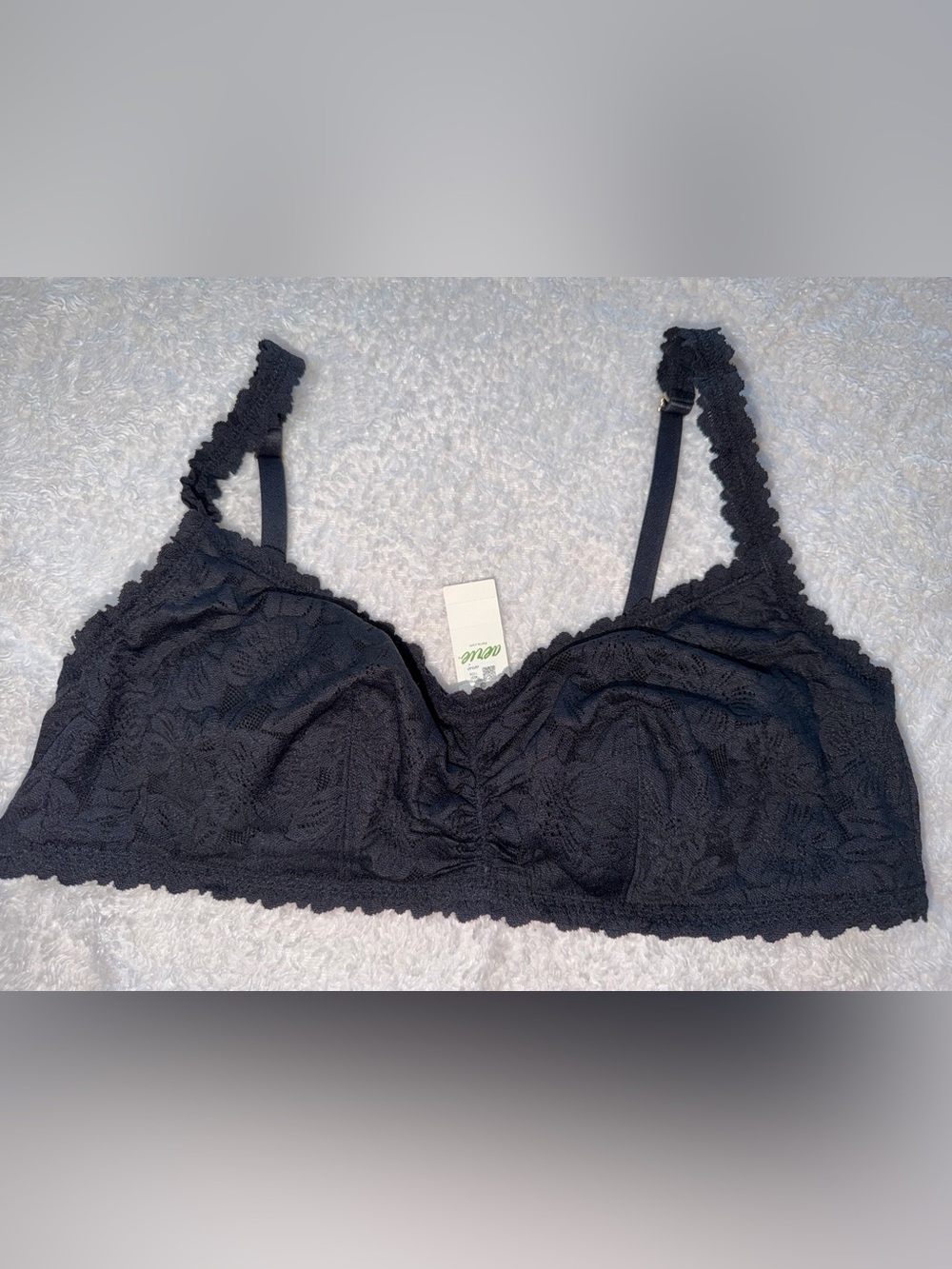 aerie Black Lace Soft-Cup Bra with Scalloped Trim
